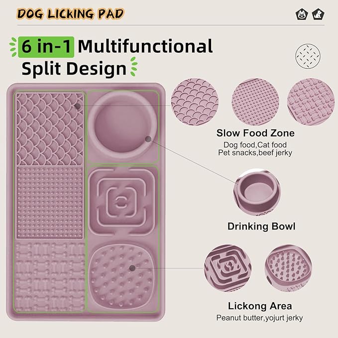 Dog Lick Mat for Anxiety Relief, Slow Feeder Alternative, Pet Enrichment Treat Mat, Boredom Buster, Durable Food-Grade Silicone, Dishwasher & Freezer Safe