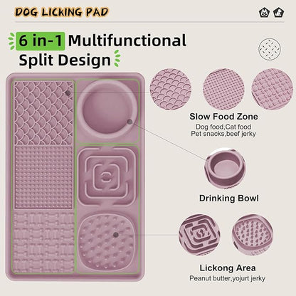 Dog Lick Mat for Anxiety Relief, Slow Feeder Alternative, Pet Enrichment Treat Mat, Boredom Buster, Durable Food-Grade Silicone, Dishwasher & Freezer Safe