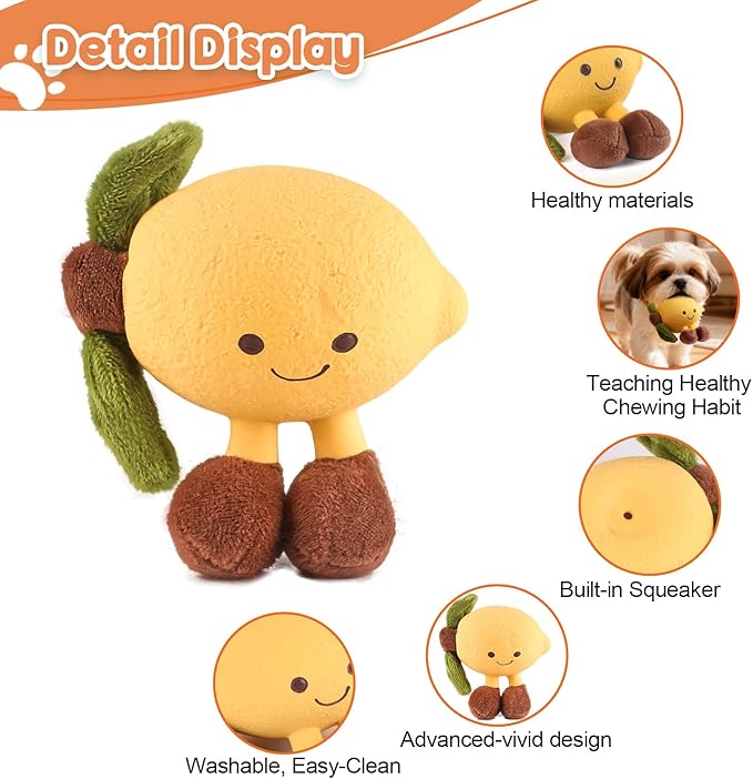 Pet Dog Cat Chew Toy: Fun, Playful, Cute, and Durable (Lemon)