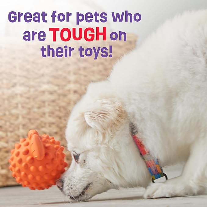 Brightkins Tough & Tumble Treats Dispenser Small Pufferfish - Enrichment Dog Toys for Aggressive Play, Gift for Puppies