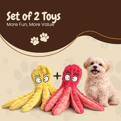 Squeaky Dog Toys – No-Stuffing Crinkle Plush, Durable Puppy Teething & Interactive Play, 2-Pack