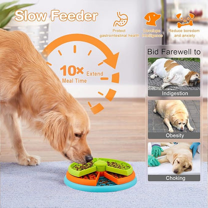 Slow Feeder Dog Bowl 3 Levels, Reduces Boredom and Anxiety, Non-Slip Interactive Puzzle Feeder, Suitable for Small/Medium/Larger Dogs