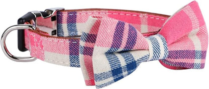 Faleela Soft &Comfy Bowtie Dog Collar,Detachable and Adjustable Bow Tie Collar,for Small Medium Large Pet (Large(Pack of 1), Pink)