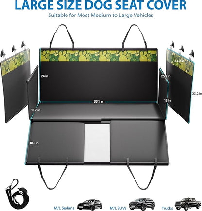 Dog Car Seat Cover for Back Seat with Support Rods, Waterproof Car Seat Cover for Dogs, Backseat Extender for Dogs in Car with Door Protectors, Thickened and Scratch-Resistant, Non-Slip