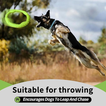LaRoo Dog Toys for Medium/Large Dogs, Floatable Dog Flying Discs 3 Sizes Tug Toy, Interactive and Tug of War Ring Toy, Funny Fetch Teething Toys (Green, 11.8“)