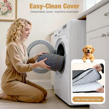 Lekereise Soft Dog Car Mat for Hard Bottom Seat Extender 53.9 x 18.1 inch- Waterproof Washable Dog Car Mat, Orthopedic Egg-Crate Foam Pet Bed, Fits Most Hard Bottom Dog Car Beds/SUVs/Trucks-Grey