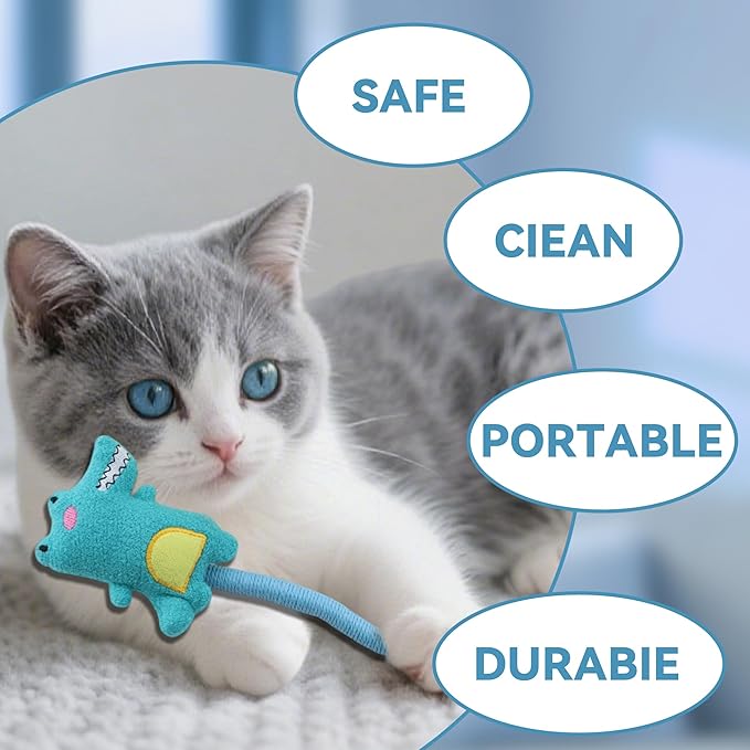 4pcs Safe Cat Rope Toy with Catnip - Dental Cleaning Chew Toys for Cats - Kitten Teething Toys - Interactive Play Toys with Feathers - Indoor Cats