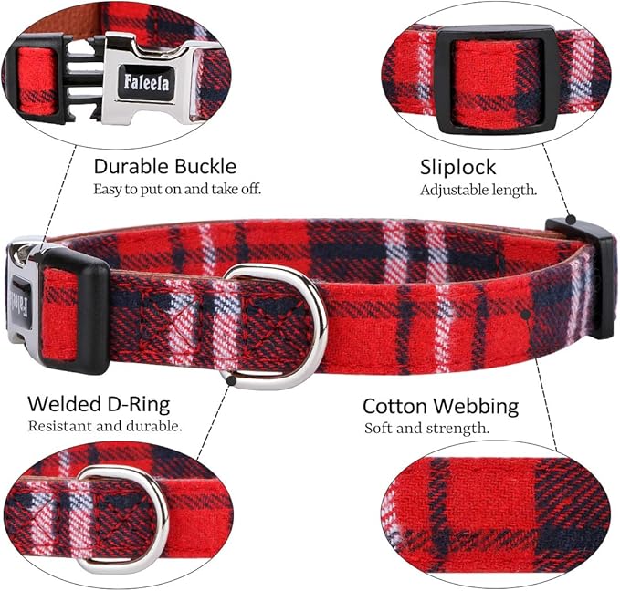 Faleela Soft &Comfy Christmas Bowtie Dog Collar,Detachable and Adjustable Bow Tie Collar,for Small Medium Large Pet (S, Red)