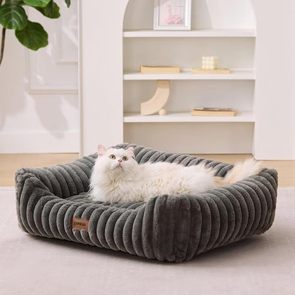 Dog Bed Medium Size Dog - Large Rectangle Orthopedic Pet Bed with Fluffy Washable Cover and Anti-Slip Bottom, 30x24x9inches, Grey