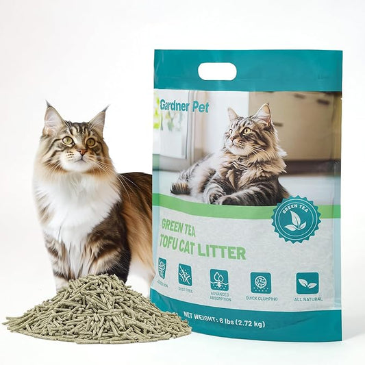 Gardner Pet Natural Tofu Cat Litter, Cat Litter with Green Tea Extract – Dust-Free, Fast Clumping, and Odor Control for Multi-Cat Homes, 6lbs