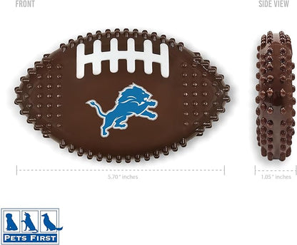 NFL Detroit Lions Mega- Chew Hard Nylon Bacon-Flavored Dog Bone Football Chew Toy Interactive Tasty Fun Dog Chewy Toys Indestructible Strong Durable Tough Pet Biting Playtoy for Aggressive Chewers