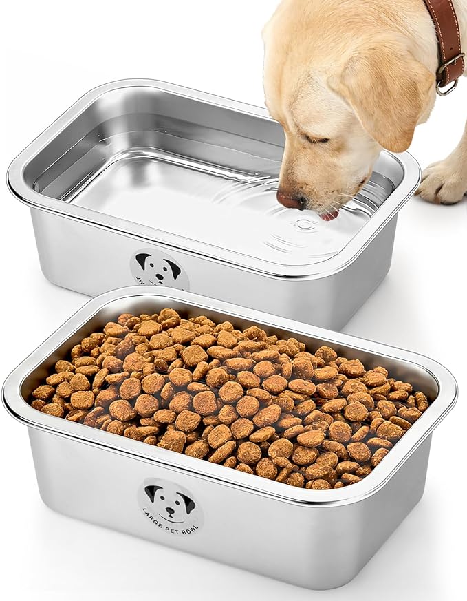 2 Pcs Stainless Steel Dog Bowls for Large Dogs, High Capacity Metal Dog Food Bowls, Food and Water Bowl for Large, X-Large, and Big Dogs 1.25 Gallons