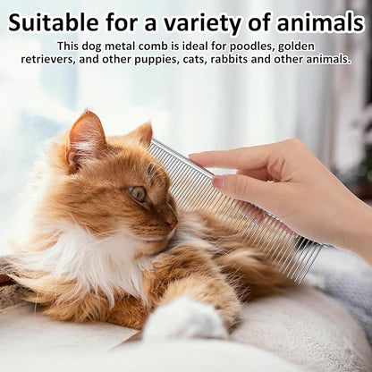 12 Pcs Stainless Steel Dog & Cat Comb, 7.48 Inch Metal Grooming Tool for Removing Knots, Long and Short Haired Pets Including Dogs, Cats & Others