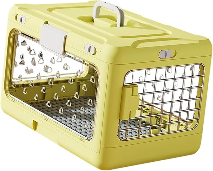 Folding Puppy Crate, Cat Travel Cage, Portable Dog Kennel, Pet Carrier for Small Dogs, Yellow