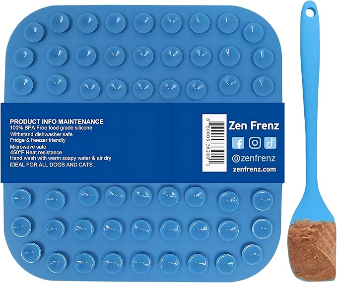Premium Lick Mat for Dogs & Cats with Suction Cups and Spatula Spreader for Pet Separation Anxiety Relief, Slow Feeder, Perfect with Peanut Butter, Occupying Tactic, Grooming, and Travel