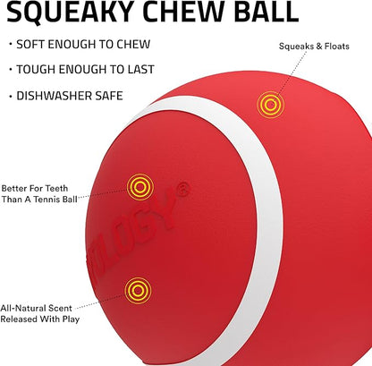 Playology Dog Toys | Squeaky Chew Ball - Bouncy Durable Floating Fetch Ball for Dogs | Medium Grandma's Gravy Scented Toy | Limited Edition Holiday Toys - Made from Non Toxic Materials