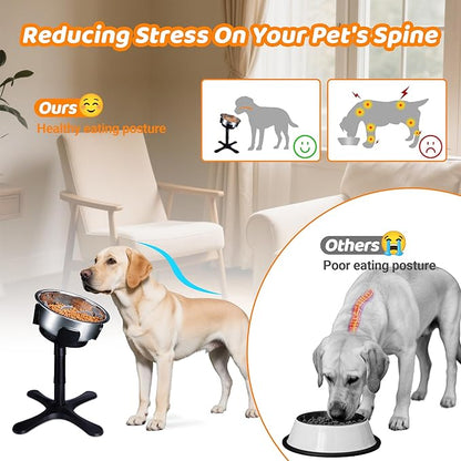 Elevated Adjustable Dog Bowl Feeding Stand, 3 Heights and Tiled Ajudst, Compatible with Moost Feeding Bowls, Great for Medium Large Dogs(Dog Food Bowl Stand 1 Pack)