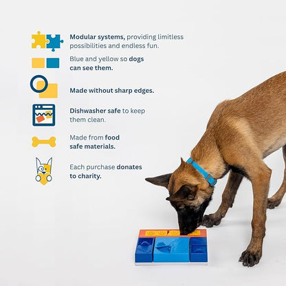 Dog Puzzle Level 1 – Beginner Interactive Dog Toy for Puppy Enrichment and Mental Stimulation – Modular Treat Dispensing Puzzle for Small to Large Dogs – Beginner Set