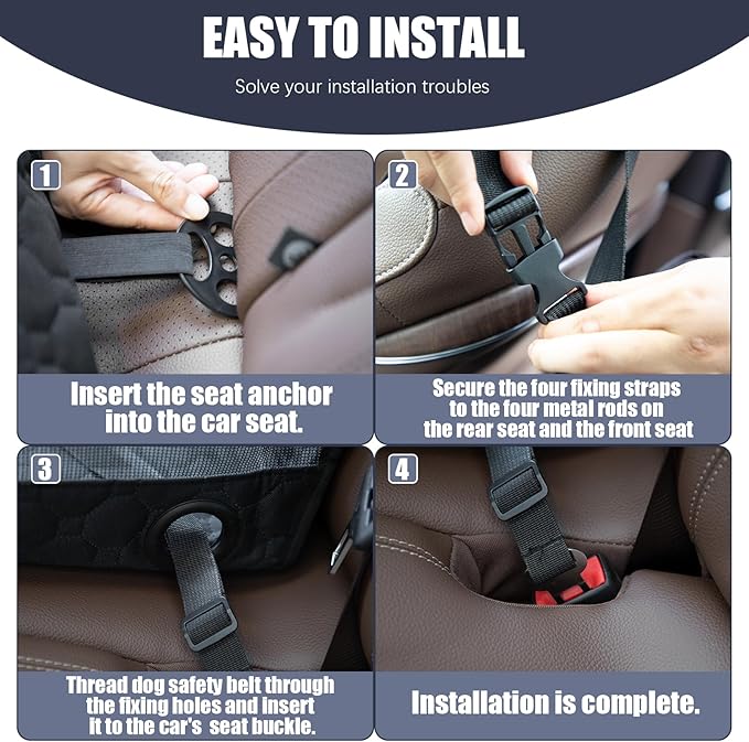 Dog Car Seat for Medium Small Dogs, Pet Car Seat with Adjustable Safety Belt & Storage Pockets, Breathable Waterproof Pet Car Seats Cover, Small Dog Seats for Dogs Under 30lbs (Medium, Black)