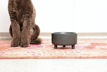 Waggo Uplift Ceramic Dog Bowl for Small Medium and Large Breeds - Heavyweight and Durable Pet Food and Water Dish Crock, Dishwasher Safe, Modern, Elevated Feeder (Medium, White)