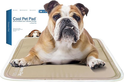 The Green Pet Shop Cool Pet Pad - Medium, Latte- Self-Cooling, Pressure Activated Mat for Dogs & Cats from 21-45 lbs - Non-Toxic Gel, No Water Needed