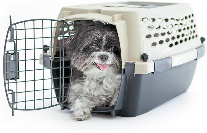 Petmate Vari Dog Kennel Portable Airline-Friendly Carriers & Crates for Small Dogs and Puppies, Durable Plastic, Pet Carrier For Home and Travel, XS Extra Small 19" For Dogs Up To 10 Lbs, Taupe