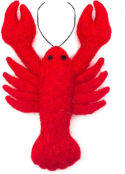 Glaciart One Wool Lobster Cat Toy with Catnip | Interaction & Boredom Relief, Encourages to Exercise, Explore & Play | Filled w/Organic Herbs to Help Sooth or Reduce Anxiety