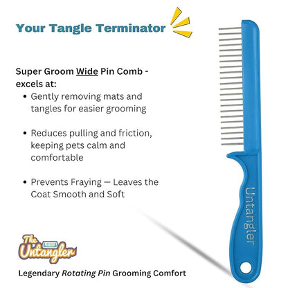 Super-Groom Combs with Smooth Rotating Teeth for Painless Mat Removal (Turquoise, 22 Coarse Teeth)