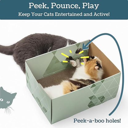 Cardboard Cat Scratcher, No-Mess Cat Scratch Box with Refillable Double-Sided Cat Scratch Pad for Indoor Cats