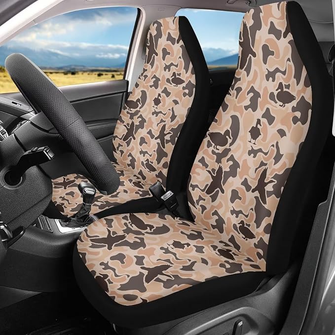 Duck Hunting Car Seat Covers Waterproof Breathable Front Seat Cover Set of 2, Easy to Install Vehicle Front Seats Interior Protector Suitable for Most Car Auto SUV Sedan Truck