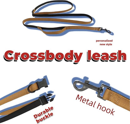 Multifunctional Dog Leash with Extra Handle -4 in 1 Hands-Free Adjustable Dog Leash for Jogging, Walking, Running - Fits Small and Medium-Sized Dogs (Sand, M)