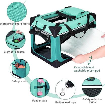 Ownpets Extra Large Cat Carrier for 2 Cats Small Dogs, 24 Inches Collapsible Soft Dog Crate for Car Travel, Portable Pet Carrier with Soft Mat
