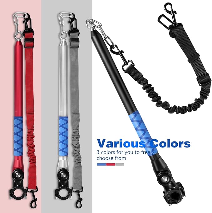 Bicycle Dog Leash for Riding, Hands Free 150° Rotating Built-in Shock Absorber Bike Retractable Leashes for Cycling, Elastic Nylon Adjusted Car Holder Seat Belt Rope (Black)