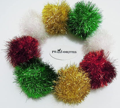 Bushy Sparkle Ball Cat Toy, Interactive Glitter Pom Pom Cat Toy Balls for Kittens, 24 Pack.