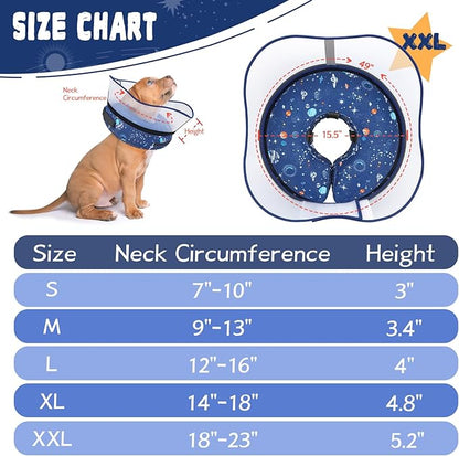 Elevated Inflatable Dog Cone Collar to Stop Licking, Doggie Donut Collar After Surgery, Soft Dog Cone Alternative for Small Medium Large Dogs