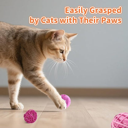 Andiker 6Pcs Cat Toy Pack, Cats Toy Set with Crinkle Balls, Pet Bell Balls, Pet Mouse Toy and Rattan Ball Stimulate Cats Hunting and Chasing Instincts Interactive Kitten Toys for Indoor Cat (Blue)