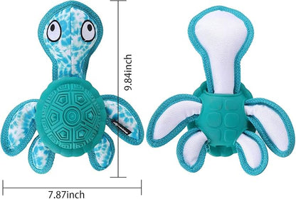 Squeaky Turtle Dog Toy, Treat Dispensing Rubber Ball, Bite Resistant Plush Chew Toy, Interactive Tug & Fetch Enrichment Toy for Medium & Small Breeds, Safe & Engaging for Puppies (Green)
