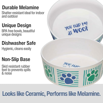 Loving Pets Dolce Moderno Ceramic Look Dog Bowl – Modern Melamine Dog Food Bowl & Dog Water Bowl – Durable, Non-Slip Pet Dish for Small & Medium Dogs – Dishwasher Safe Dog Bowl (Large, 47 oz)