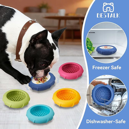 Dog Lick Bowl, Bestalk Wobbly Freeze Bowl Enrichment Feeder for Dogs, Anxiety Relief Lick Mat Puzzle Toy for Distraction, BPA Free Silicone, Dishwasher Safe(Dark Blue,S)