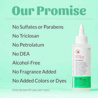 SKOUT'S HONOR Probiotic Dog Ear Cleaner Solution with Aloe Vera - Alcohol-Free, Fragrance-Free, Non-Medicated Ear Wash for Dogs - Microbione Friendly Certified, 4 oz., 2-Pack