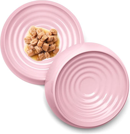 CatGuru Cat Bowls, Whisker Friendly Food Bowl for Indoor Cats, Reliefs Whisker Fatigue, Wide Kitten Dish, Non Slip Pet Dishes, Shallow Pet Plates (Pink, (Pack of 2))