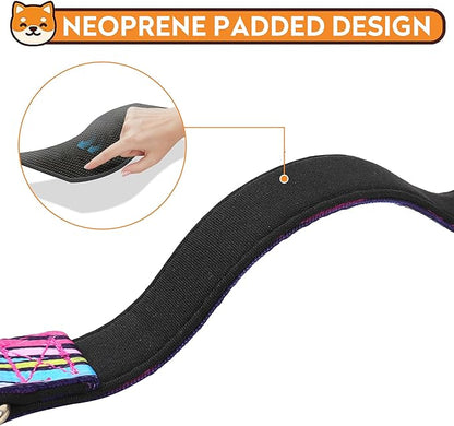 Reflective Dog Collar, Adjustable Soft Neoprene Padded Nylon Pet Collars with Buckle for Puppy and Small Dogs, Cats, Colorful Wave Pattern,S