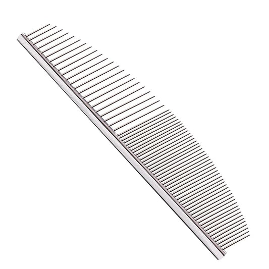 6.5 Inch Professional Crescent Coarse Grooming Pet Comb Lightweight Wide/Fine Tooth Butter Comb for Dogs & Cats Removing Tangles, Knots,Flea,Undercoat,and Excess Hair, Rounded Corners Design for Safe