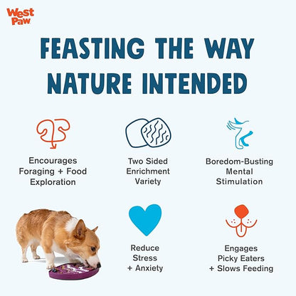 West Paw Seaflex Bubbles Feast Mat – All-in-One, Slow Feeder, Lick Mat – Encourages Foraging & Food Exploration - Engages Picky Eaters & Slow Feeding - Versatile – Easy to Clean, Non-Toxic - Bubblegum