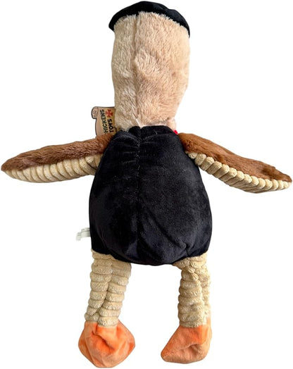 Pirate Chicken Dog Toy – 18 Inch Plush Squeaky Dog Toy with Internal Rope, Durable Crinkle Wings, Soft Stuffed Interactive Toy for Medium & Large Dogs – Funny Durable Pet Toy (Brown)