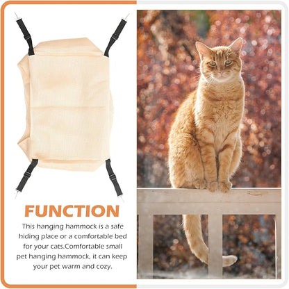 BESTYASH Small Beige Cat Cage Hammock Summer Breathable Mesh Kitten Nest Pet Hanging Bed for Indoor Cats and Small Pets Machine Washable