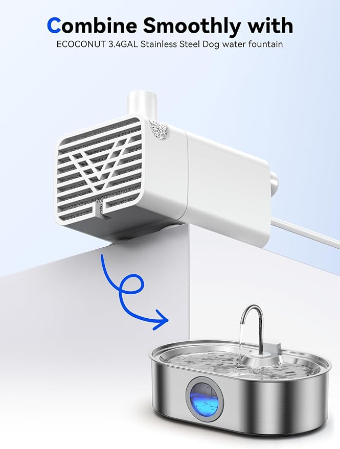 3.4Gal Dog Water Fountain for Large Dogs, 13L Stainless Steel Large Pet Fountain with Deeper & Wider Drinking Area, Automatic Dog Water Bowl Dispenser with Water Window (Pump)