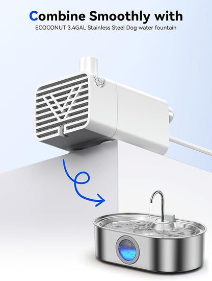 3.4Gal Dog Water Fountain for Large Dogs, 13L Stainless Steel Large Pet Fountain with Deeper & Wider Drinking Area, Automatic Dog Water Bowl Dispenser with Water Window (Pump)