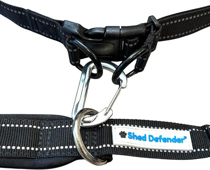 Shed Defender Hands Free Dog Leash Belt - Seen on Shark Tank - Attaches to Any Leash, Jogging & Running, Heavy Duty Buckle, Reflective Stitching, Adjustable one Size fits All, Designed in USA (Black)