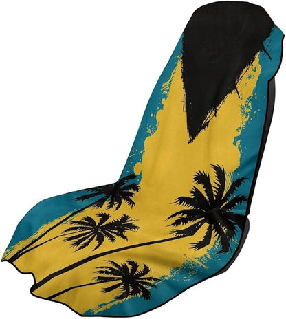 SEANATIVE Car Seat Cover Sweat Towel with Storage Bag for Front Seats in Cars, Trucks, SUVs – Universal Seat Liner, Easy Install, Washable, Breathable Fabric, Flag of the Bahamas Print